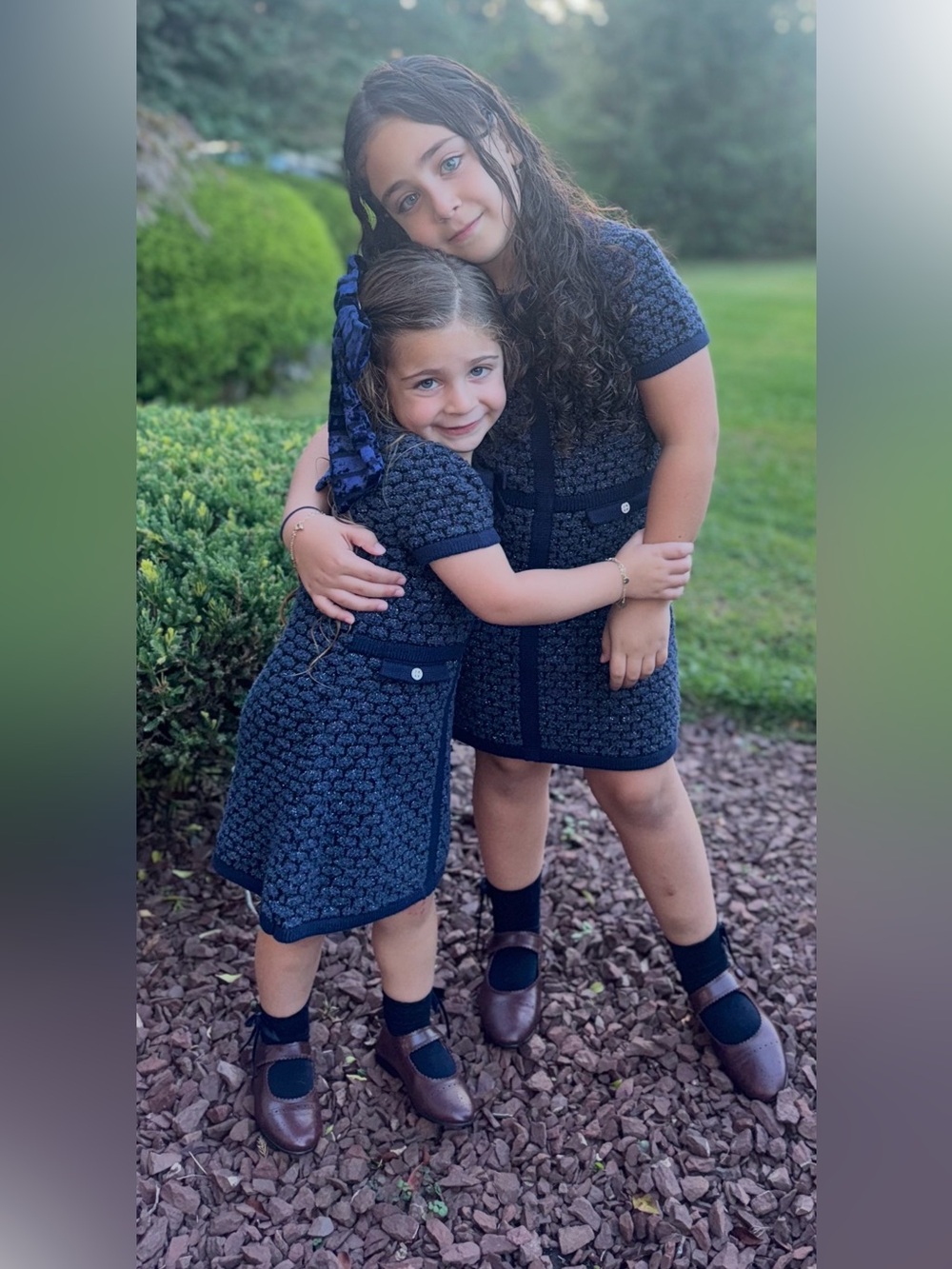 Janie and Jack Navy Textured Knit Dress with Bow